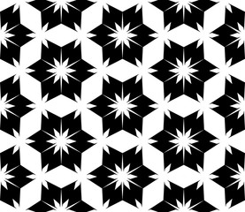 Vector modern seamless geometry pattern floral, black and white abstract geometric background, subtle pillow print, monochrome retro texture, hipster fashion design