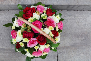 Fototapeta na wymiar Beautiful bouquet of flowers in the basket