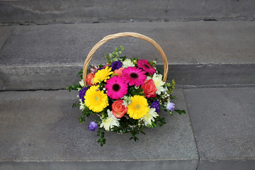 Beautiful bouquet of flowers in the basket