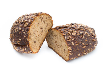 Rye bread isolated on white background.