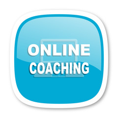 online coaching blue glossy web icon
