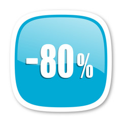 80 percent sale retail blue glossy web icon
