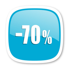 70 percent sale retail blue glossy web icon