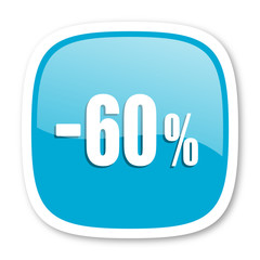 60 percent sale retail blue glossy web icon