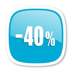 40 percent sale retail blue glossy web icon