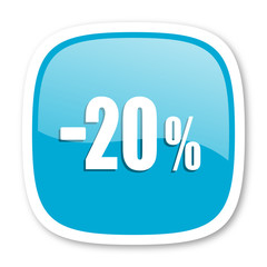 20 percent sale retail blue glossy web icon