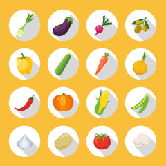 Vegetables Colored Isolated Icon Flat Set