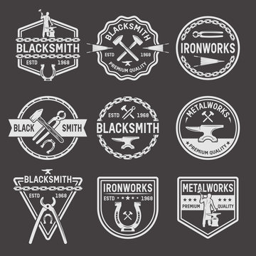 Blacksmith White Emblems On Black Background