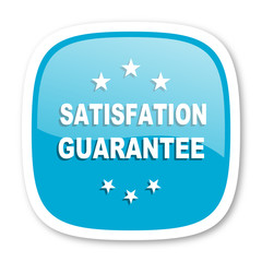 satisfaction guarantee blue glossy web icon