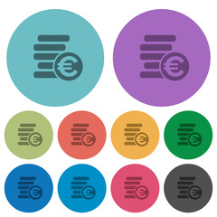 Color euro coins flat icons