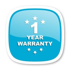 warranty guarantee 1 year blue glossy web icon