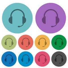 Color headset flat icons