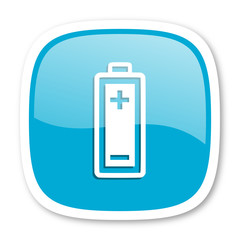 battery blue glossy web icon