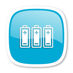 battery blue glossy web icon