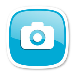 photo camera blue glossy web icon