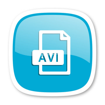 avi file blue glossy web icon