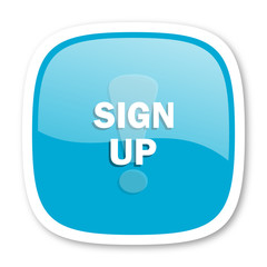 sign up blue glossy web icon