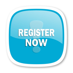 register now blue glossy web icon