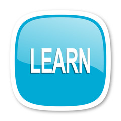 learn blue glossy web icon