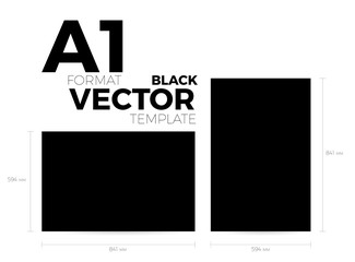 A1 page format black vector eps10 template. vertical and horizontal orientation