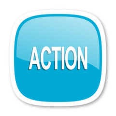 action blue glossy web icon