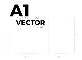 A1 page format white vector eps10 template. vertical and horizontal orientation - obrazy, fototapety, plakaty