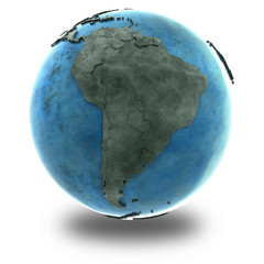 South America on marble planet Earth