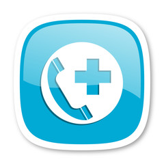 emergency call blue glossy web icon