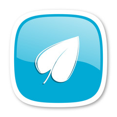 leaf blue glossy web icon