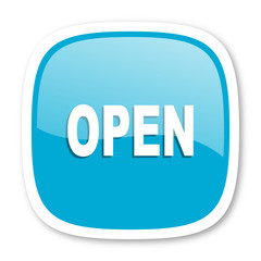 open blue glossy web icon