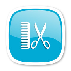 barber blue glossy web icon