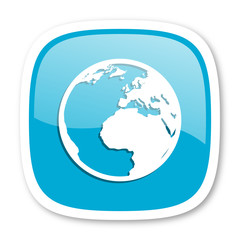 earth blue glossy web icon