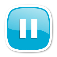 pause blue glossy web icon