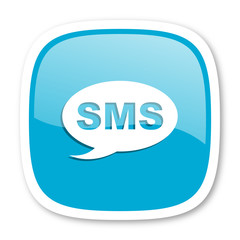 sms blue glossy web icon