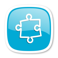 puzzle blue glossy web icon