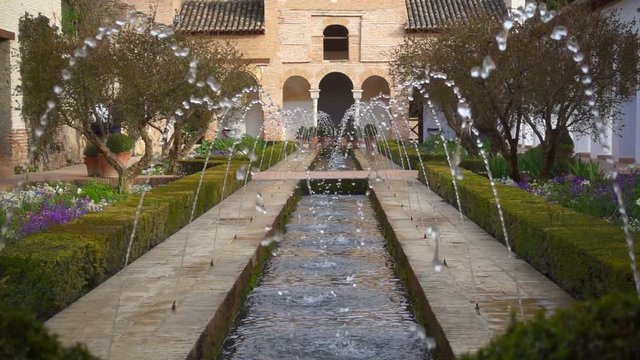 Gardens of the Generalife in Alhambra.  Granada, Spain
