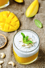Mango Greek yogurt Chia seeds pudding with cashews