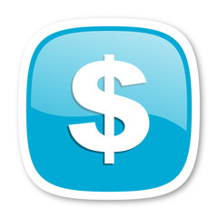 dollar blue glossy web icon