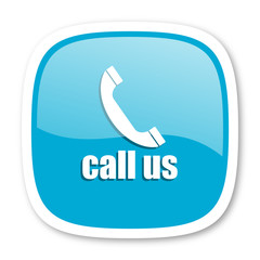 call us blue glossy web icon