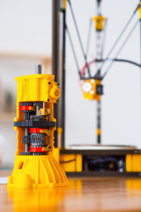 Fototapeta premium Model on 3d printed standing the table 