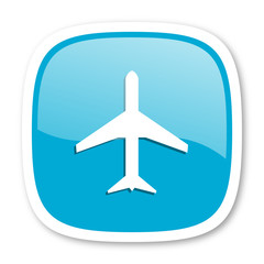 plane blue glossy web icon