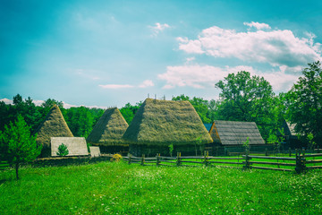 Old Romanian Village View In The Carpathian Mountains