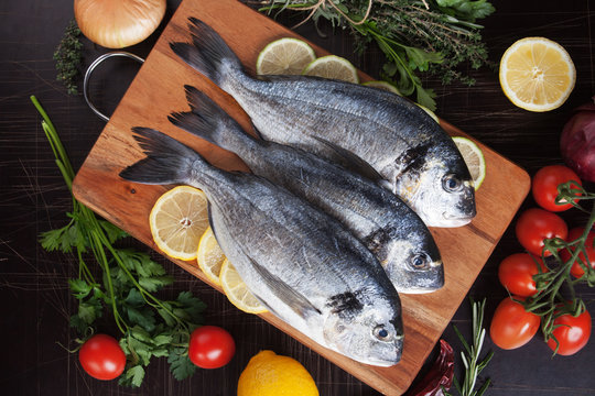 Raw gilt-head bream fish