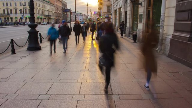 Crowded Sidewalk in a Big City Timelapse