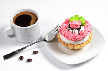 Cake and coffee cup