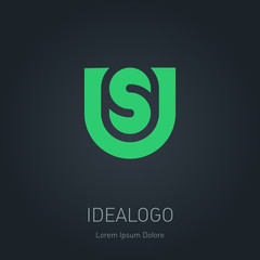 US initial logo. US initial monogram logotype. Vector design ele
