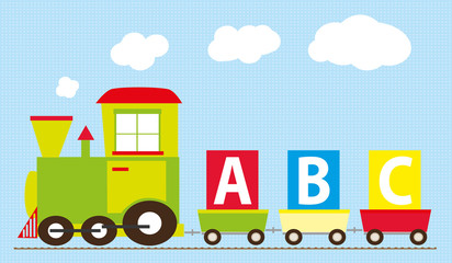 Naklejka premium abc learning train : locomotive with a b c blocks