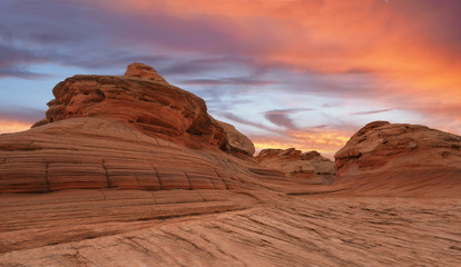Highly Eroded Sandstone Rocks at Sunset Glen Canyon, Arizona