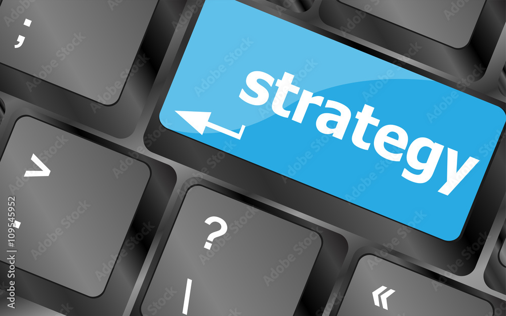 Poster Strategy button on keyboard key button. Keyboard keys icon button vector