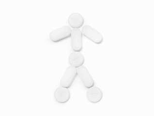 Medical concept image or background. A lot copy space around the product. Product photo taken from above, top view. Horizontal image.